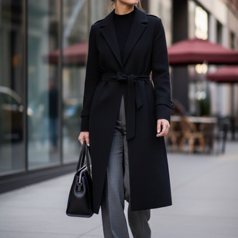 H&M Black Belted Blazer Coat